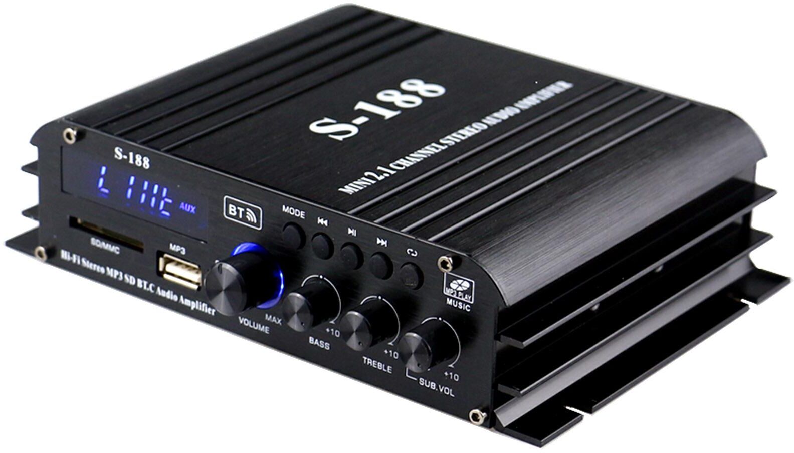 TOMTOP JMS S-188 Mini Audio Power Amplifier 2.1 Channel Digital BT Amplifier 40W*2+68W USB Memory Card Slot