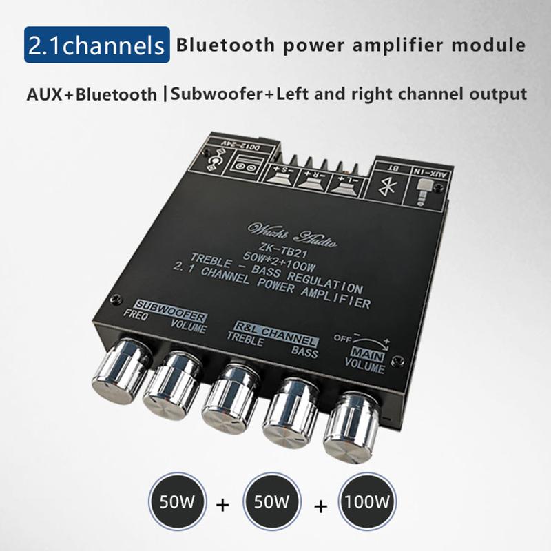 Electronic components 3 ZK-TB21 TPA3116D2 Bluetooth 5.0 Subwoofer Amplifier Board 50WX2+100W 2.1 Channel Power Audio Stereo Amplifier Board Bass AMP