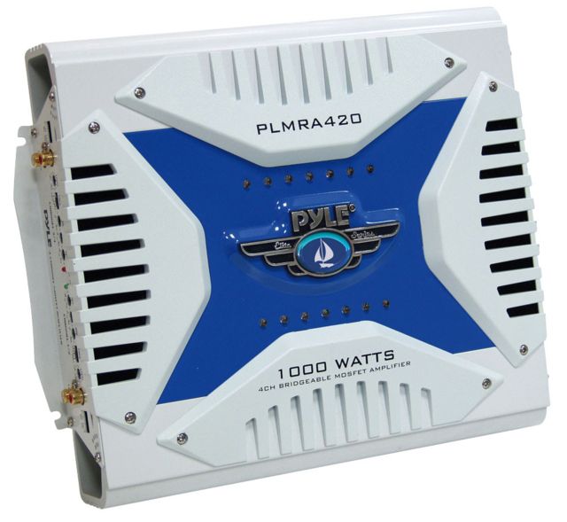 Pyle Marine 4 Channel Amplifier 1000W, White/Blue, PLMRA420