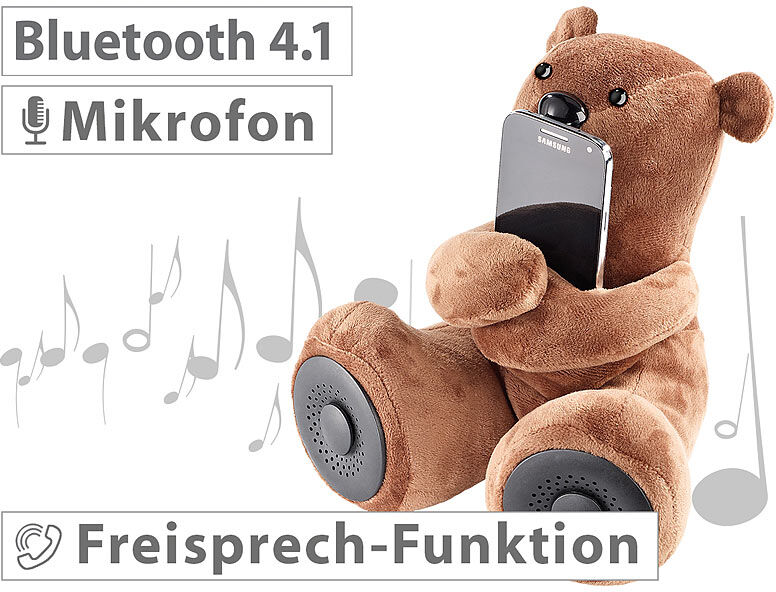 auvisio Lautsprecher-Teddybär mit Bluetooth 4.1 + EDR und Mikrofon, 10 Watt