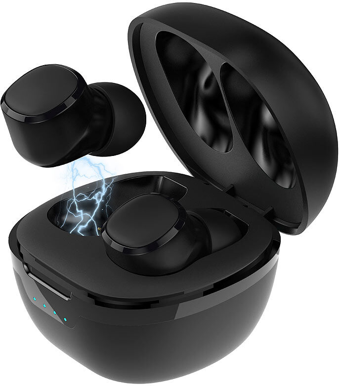 auvisio In-Ear-Stereo-Headset mit Bluetooth 5, Ladebox, bis 18 Std. Spielzeit