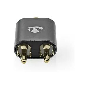 Nedis Stereo-Audio-Adapter - 2x RCA Stecker - 3.5 mm Buchse - Vergoldet - Gerade - Aluminium - Gun Metal Grau - 1 Stück - Verpackung mit Sichtfenster