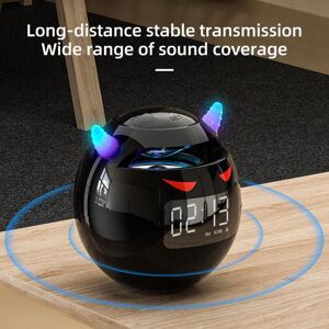 Electronicmall Drahtlose Bluetooth-Lautsprecher, Cooler Kleiner Teufel-Look, Mini-Desktop-Subwoofer, Tragbarer Radio-Stereo-Sound-Lautsprecher Mit Led-Zeitanzeige