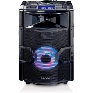 Lenco PMX-250 - Leistungsstarker Party-Lautsprecher mit DJ- und Mixfunktion - 200 Watt RMS - Bluetooth - Integrierter Akku - Partylichter - Schwarz