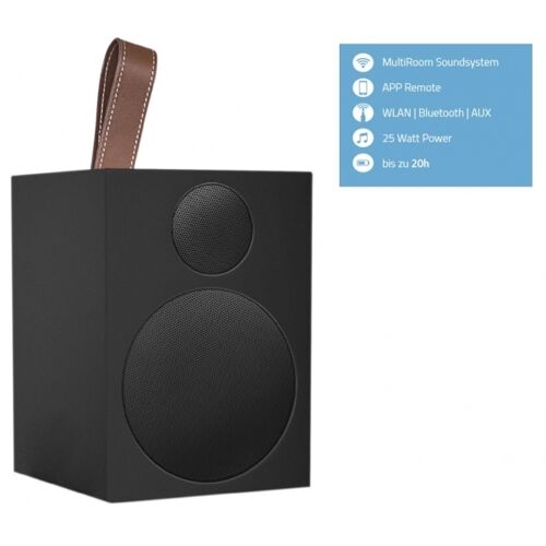 Quadral Breeze One, Schwarz – Multiroom-Lautsprecher mit WLAN- und Bluetooth-Schnittstelle, AUX IN und Akku