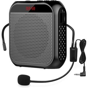Bærbar stemmeforstærker med kablet mikrofonheadset Genopladelig højttaler Højttaler (sort) - Perfet