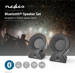 Nedis Bluetooth®-stofhøjttaler   2x 15 W   Op til 4 timers spilletid   True Wire