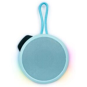 Party - Enceinte Bluetooth ronde avec dragonne et effets lumineux - 15W - Bleu Pastel - Neuf