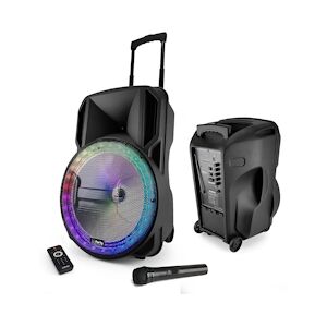 Enceinte sono portable batterie 800W - PARTY-15RGB - USB/ MICRO SD/BT/FM + Micro VHF + Tél