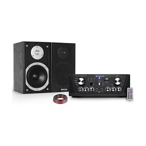 Gefroy Amplificateur Skytronic karaoké noir USB/SD/FM 160W + Paire d'enceintes HiFi 2 voies 140W