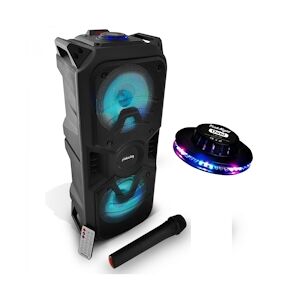 Enceinte Mobile autonome High Power LED RVB 400W USB/BT/SD/FM + Micro sans fil - Pickering CX6 + Jeu UFO Ovni