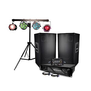 Pack Sonorisation AUDIO CLUB DJ1220 - Enceinte 12, 1200W, Amplificateur 2000W , Table de mixage IBIZA USB, Portique Lumières