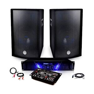 Ibiza Sound Pack Sono Ampli AMP-300 + HP BMS-12 de 2x600W Table de mix USB + Câbles