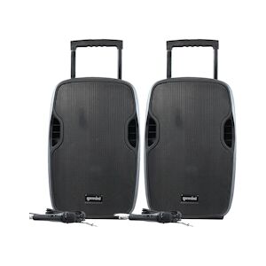 Gemini Paire d'enceinte active GEMINI AS-12TOGO Sono DJ sur batterie, 2x1500W, 12 Pouces, avec USB SD Bluetooth RADIO FM, microphones