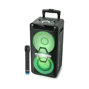 Muse Enceinte DJ - Muse M-1920DJ sur Batterie, 300W, CD, Bluetooth et Effets LED (USB, AUX, Télécommande), 1 microphone VHF sans fil