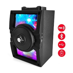 Enceinte mobile karaoké effet Magic Mirror - batterie - BT/USB/SD/FM - LedWood LED-5B401BT - Publicité