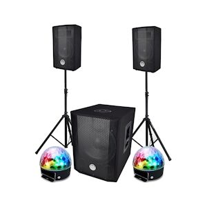 Pack sonorisation BMS 1208, USB Bluetooth Caisson bi-amplifié 600W, 30cm, 2 BALL6 Animation mariage, Soirée, Salle des fêtes