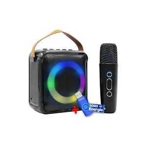 Innovalley KA04-BTH-N Mini-enceinte Bluetooth KARAOKE - LED RING -FM - micro sans fil rechargeable +clé USB 32Go