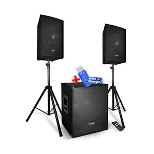 BM Sonic Pack sonorisation 2200W - Enceintes + Caisson + Pieds - USB/BLUETOOTH - BM SONIC BMS1512+ Clé USB 32G