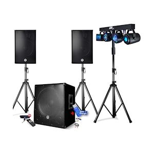 BM Sonic Pack sono 2200W - Enceintes/Caisson/Pieds - USB/BLUETOOTH - BMS-1512, Portique Lumière, Mariage+ Clé USB 32G