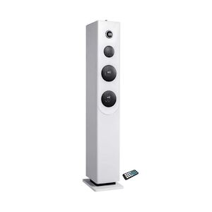 Tour de son HP33-CD-WHITE avec lecteur CD, Bluetooth, FM et USB, 100W + télécommande