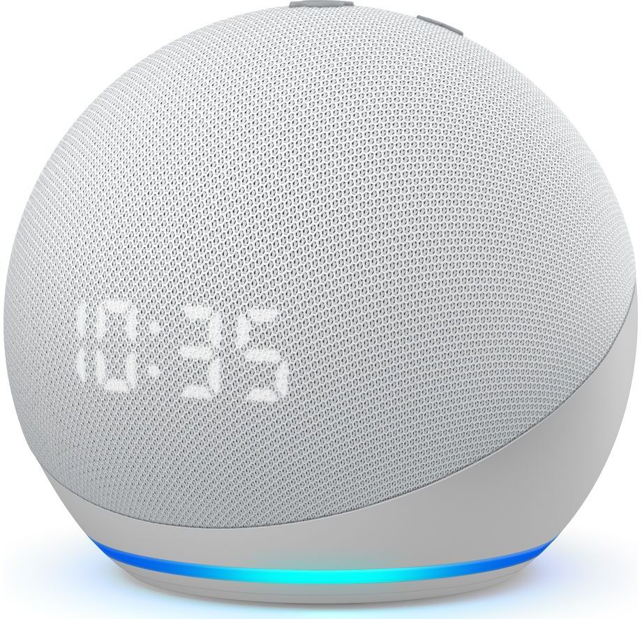 AMAZON Echo Dot (4th Gen) with Clock - Glacier White, White