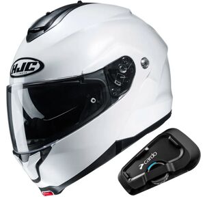 HJC - Casco + interfono Pack C91 Pearl Bianco + Easy+ Nero UNICA