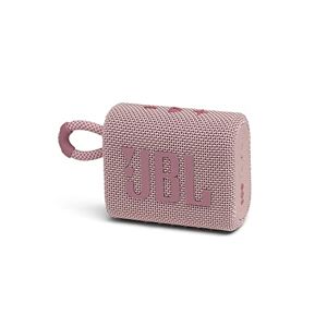 JBL GO 3 draadloze, draagbare Bluetooth luidspreker met geïntegreerde lus voor onderweg, USB C-oplaadkabel, roze