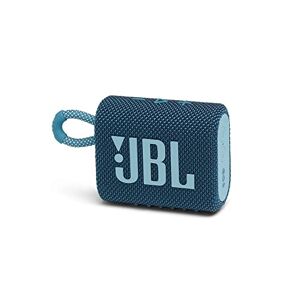 JBL GO 3 draadloze, draagbare Bluetooth luidspreker met geïntegreerde lus voor onderweg, USB C-oplaadkabel, blauw