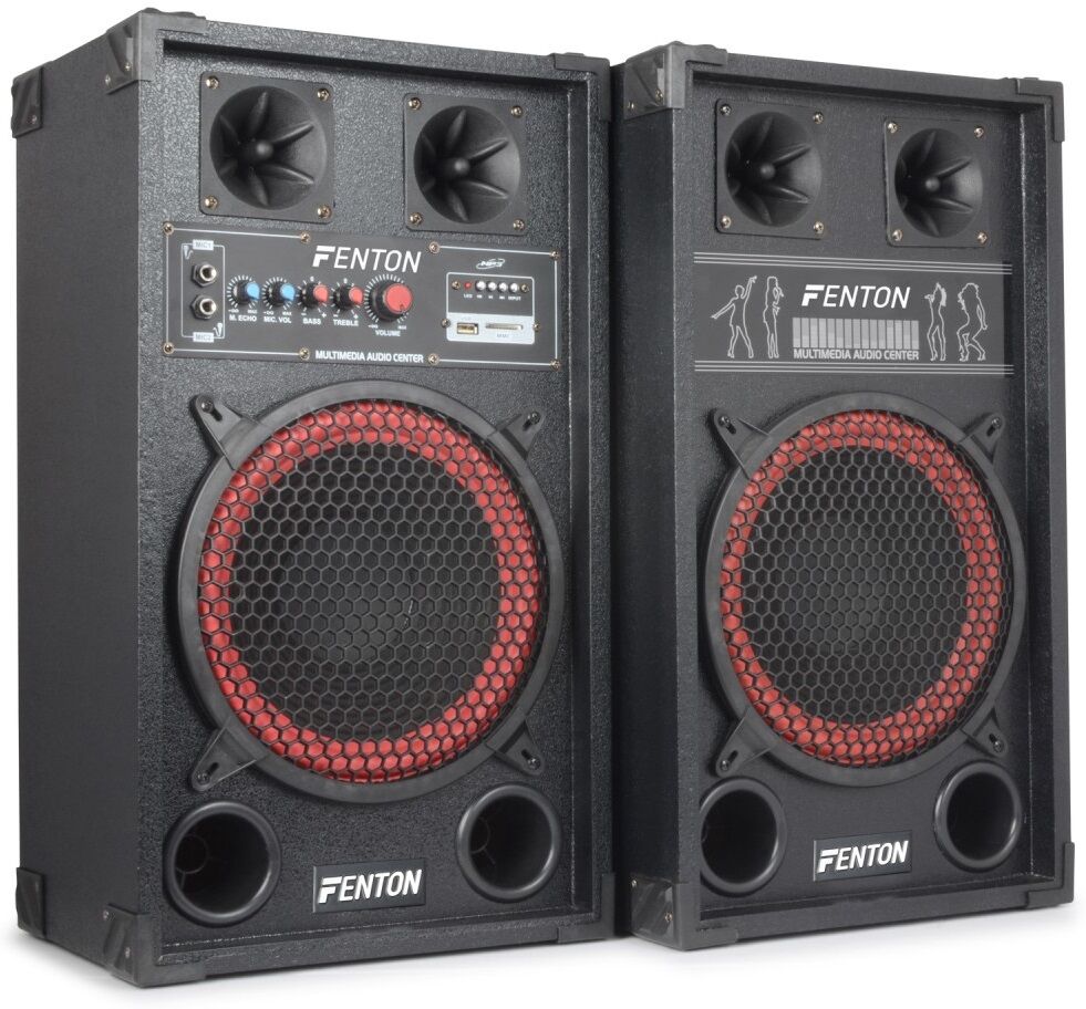 Fenton Pack 2x Colunas Amplificadas 10" 600w Mp3 Usb/sd (spb-10) - Fenton