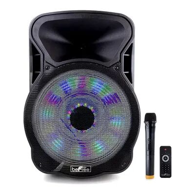 beFree Sound 15-Inch Bluetooth Rechargeable Party Speaker with Illuminating Lights, Black