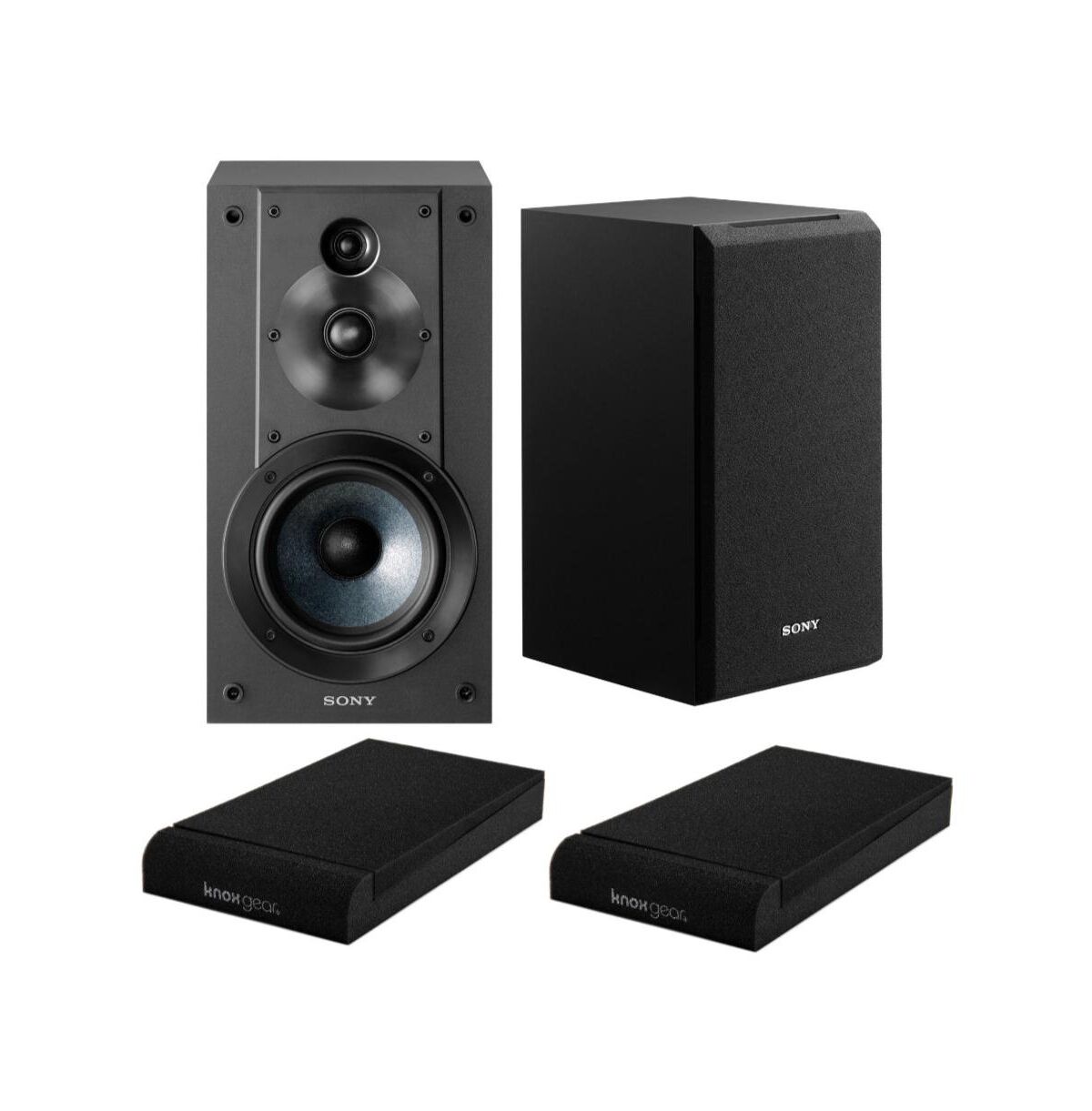 Sony SSCS5 3-Way 3-Driver Bookshelf Speaker System (Black) with Isolation Pads - Black