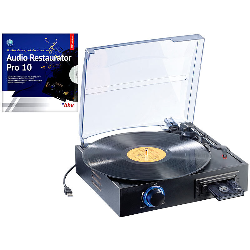 Q-Sonic USB-Platten- & Kassetten-Spieler UPM-700 + Audio Restaurator 10