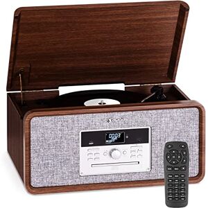 AUNA Platine Vinyle Bluetooth, Tourne Disque Vinyle CD & USB avec Haut Parleur, Tourne-disques Audio Vinyle 33 Tours, Chaine HiFi avec Platine Vinyle, Lecteur Vinyles Vintage, Meuble Platine Vinyle - Publicité