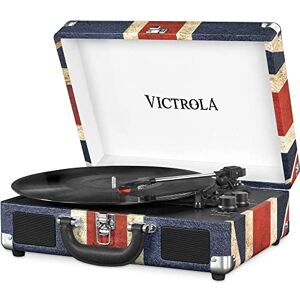 VICTROLA Journey Tourne-Disque Valise Bluetooth avec Platine à Trois Vitesses   Rouge (Drapeau Britannique)   VSC-550BT-UK-EU - Publicité