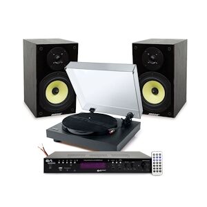 Enceintes Hifi Mash Saphir 6, 2x100W, Ampli STEREO - 2x50W, USB SD BT FM - Platine Muse MT-105B vinyle 33/45 tours, Port USB