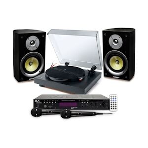 Enceintes Hifi Mash Rubis 5, 2x50W, Platine Muse MT-105B vinyle 33/45 tours, USB, Micros, Ampli STEREO/KARAOKE 2x50W, SD BT FM