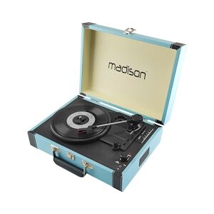 MADISON Malette tourne-disques - BT/USB/SD/FONCTION ENREGISTREMENT - Bleu - MADISON RETROCASE-CR MAD-RETROCASE-BL