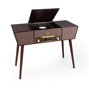auna Belle Epoque 1912 Retro Record Player - Vinyl Player, Turntable, 3 Speeds: 33 1/3, 45 and 78 rpm, CD Player, DAB + / FM Radio, BT, USB Recording Function, 2 Speakers, Brown