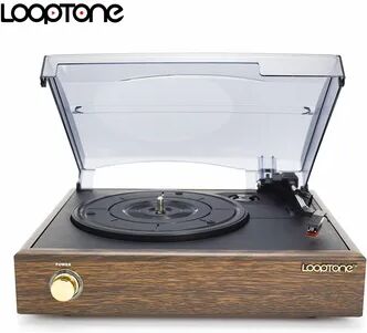 LoopTone 3-Speed Classic Phonograph Gramophone Belt-Driven Turntable Vinyl LP Record Player W/ 2 Built-in Stereo Speakers