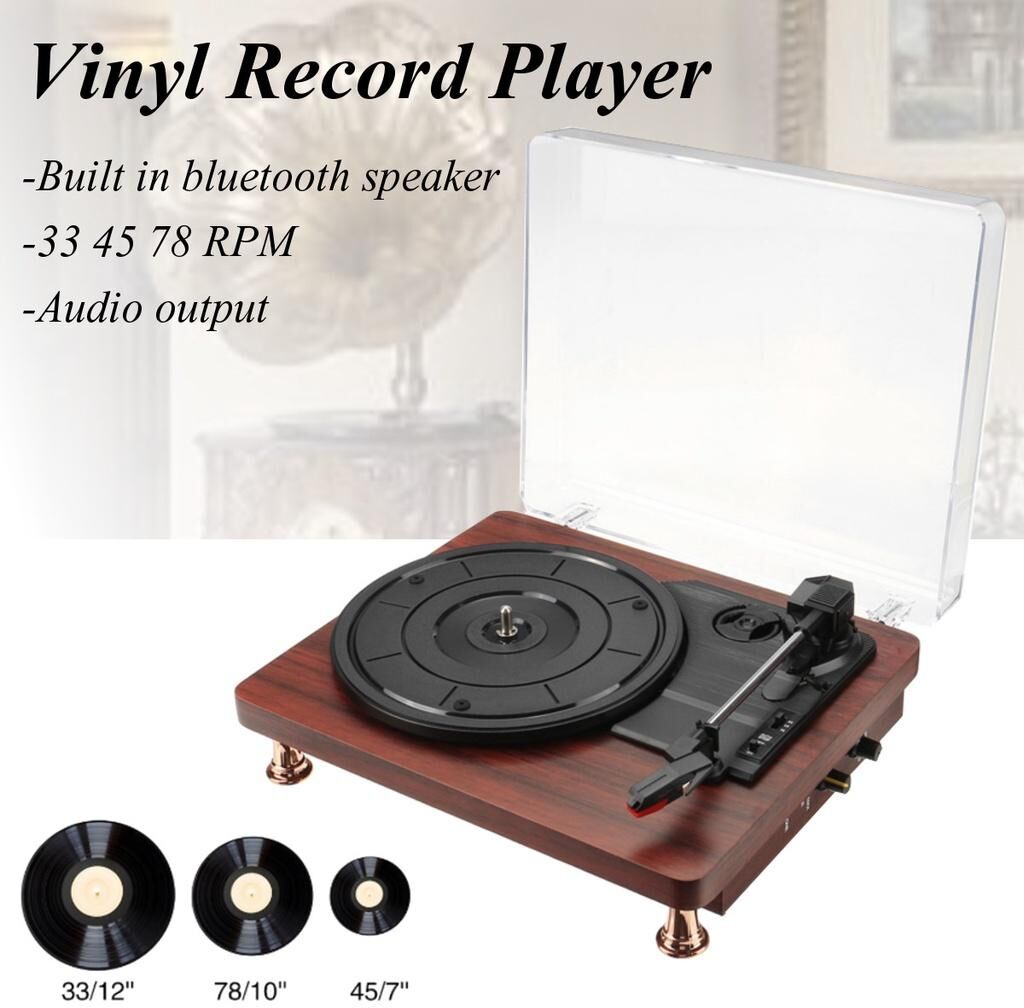 Ideal World Vintage Gramophone Phonograph Player Bluetooth Music Player Vinyl Turntable Record Player Speakers for 33/45/78RPM Record