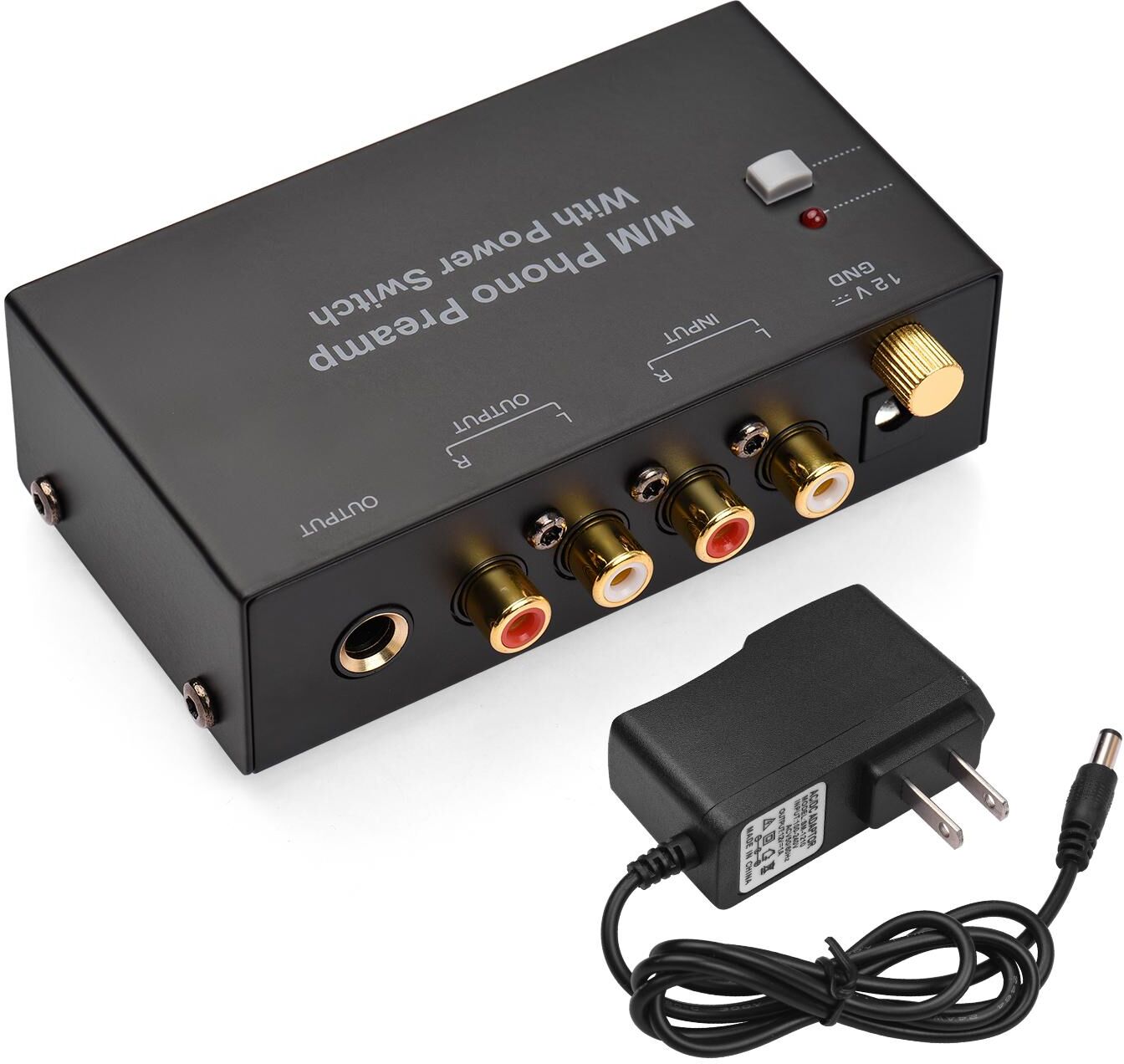 TOMTOP JMS M/M Phono Preamp with Power Switch Ultra-compact Phono Preamplifier Turntable Preamp with RCA