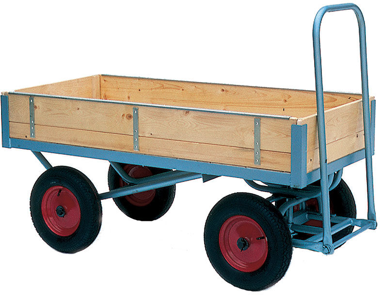 Heavy duty turntable truck with timber platforms - Length 1200mm - rubber tyred