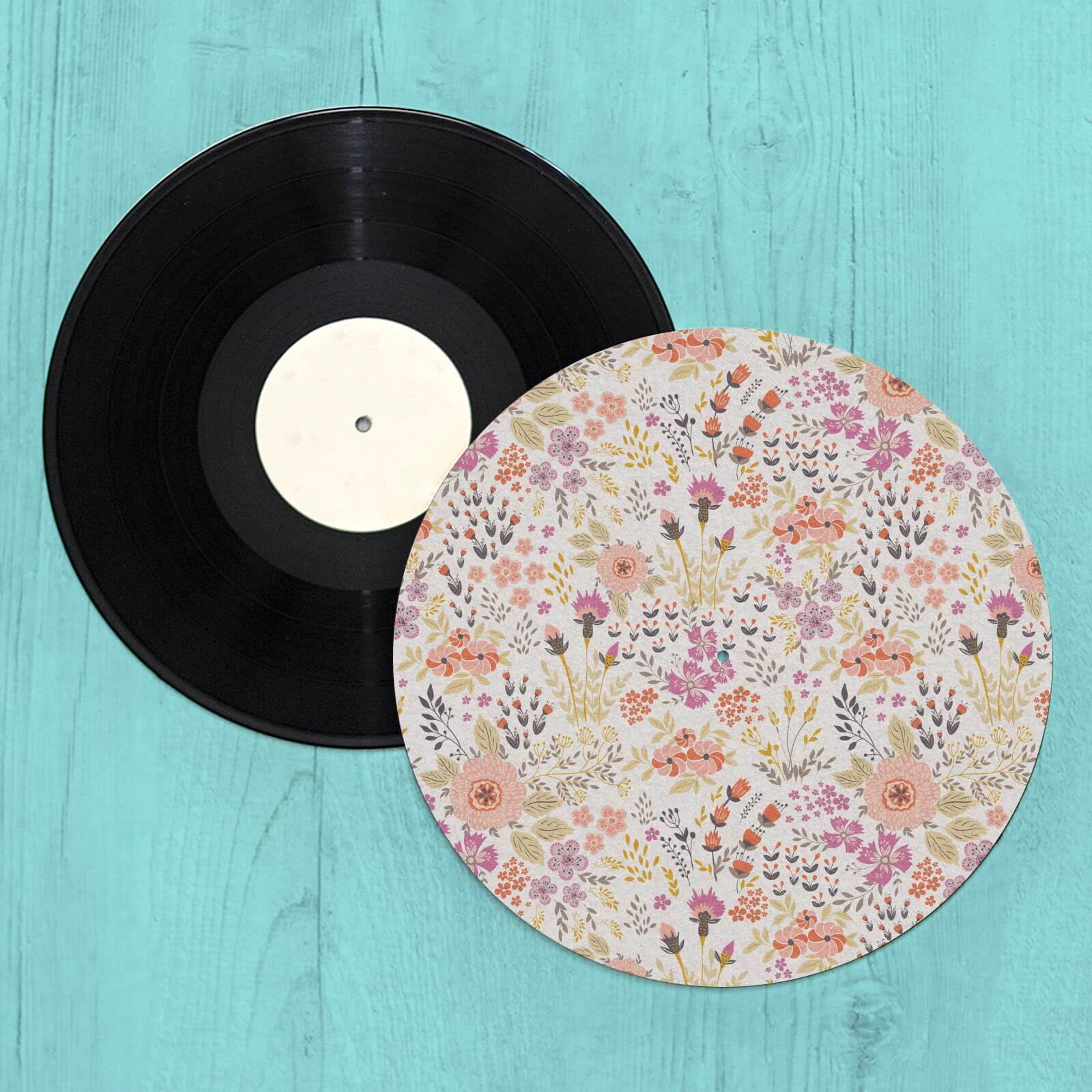 By IWOOT Colourful Flower Patch Turntable Slip Mat