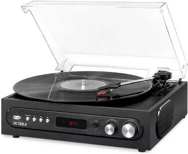 Victrola All-in-1 Bluetooth Record Player with Built in Speakers & 3-Speed Turntable, Black