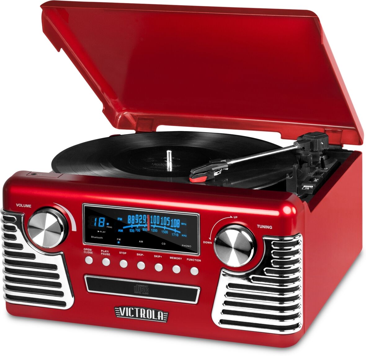 Innovative Technology Victrola Retro Bluetooth Record Player - Red