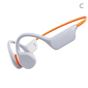 Benledning Hörlurar Trådløs Bluetooth IPX8 MP3-afspiller Simning Vattentät med Mic Vit orange