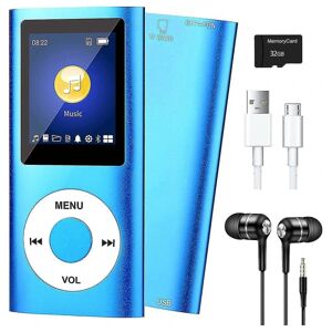 FMYSJ Mp3-afspiller med Bluetooth 5.0, musikafspiller med 8gb Tf-kort, fm, øretelefon, bærbar hifi-musikafspiller (blå) (FMY) Blue