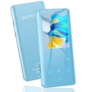 AGPTEK 32 Go Lecteur MP3 Bluetooth 5.2 avec Écran TFT 2,4 Pouces, Lecteur de Musique HiFi avec Haut-Parleur, Boutons Tactiles, Radio FM, Enregistrement Jusqu'à 128 Go, Bleu - Publicité