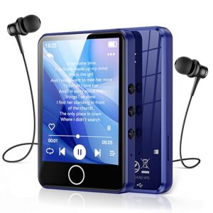AGPTEK 64Go MP3 Bluetooth 5.3, Baladeur Numérique 2.8" Tactile Lecteur Musique HiFi avec Haut-Parleur/Radio FM/Enregistreur, Externe Jusqu'à 128Go, Incluse Protection en Silicone et Écouteurs, Bleu - Publicité